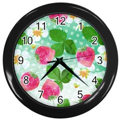 Cute Strawberries Pattern Wall Clocks (black)