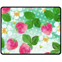 Cute Strawberries Pattern Fleece Blanket (medium)  by DanaeStudio