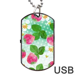 Cute Strawberries Pattern Dog Tag Usb Flash (one Side) by DanaeStudio