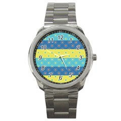 Hexagon And Stripes Pattern Sport Metal Watch by DanaeStudio