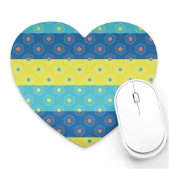 Hexagon And Stripes Pattern Heart Mousepads by DanaeStudio