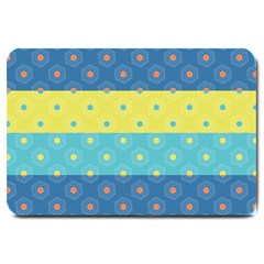 Hexagon And Stripes Pattern Large Doormat  by DanaeStudio