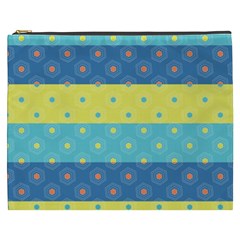 Hexagon And Stripes Pattern Cosmetic Bag (xxxl)  by DanaeStudio