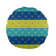 Hexagon And Stripes Pattern Standard 15  Premium Round Cushions by DanaeStudio