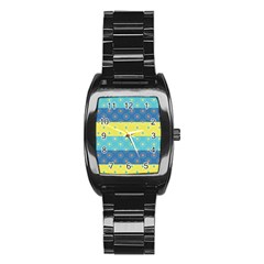 Hexagon And Stripes Pattern Stainless Steel Barrel Watch by DanaeStudio