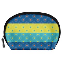 Hexagon And Stripes Pattern Accessory Pouches (large) 