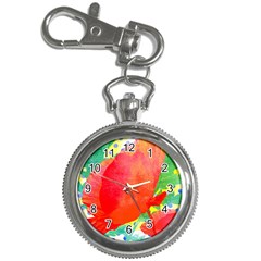 Lovely Red Poppy And Blue Dots Key Chain Watches