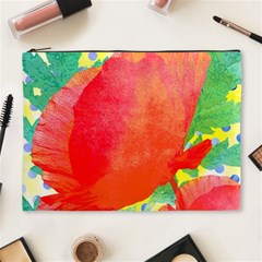 Lovely Red Poppy And Blue Dots Cosmetic Bag (xl) by DanaeStudio