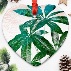 Pachira Leaves  Ornament (heart)  by DanaeStudio