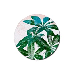 Pachira Leaves  Rubber Round Coaster (4 Pack)  by DanaeStudio