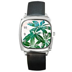 Pachira Leaves  Square Metal Watch by DanaeStudio