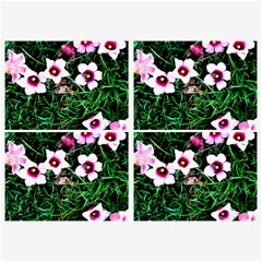 Pink Flowers Over A Green Grass Belt Buckles