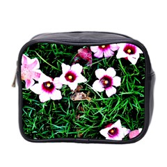 Pink Flowers Over A Green Grass Mini Toiletries Bag 2-side by DanaeStudio