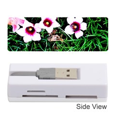 Pink Flowers Over A Green Grass Memory Card Reader (stick)  by DanaeStudio