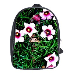 Pink Flowers Over A Green Grass School Bags (xl)  by DanaeStudio