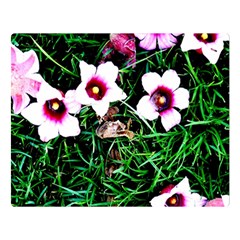 Pink Flowers Over A Green Grass Double Sided Flano Blanket (large)  by DanaeStudio