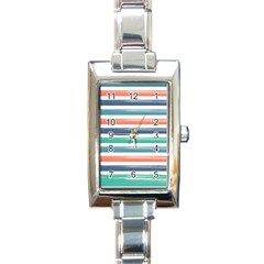 Summer Mood Striped Pattern Rectangle Italian Charm Watch by DanaeStudio