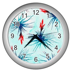 Tillansia Flowers Pattern Wall Clocks (silver)  by DanaeStudio