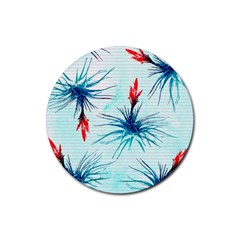 Tillansia Flowers Pattern Rubber Coaster (round)  by DanaeStudio