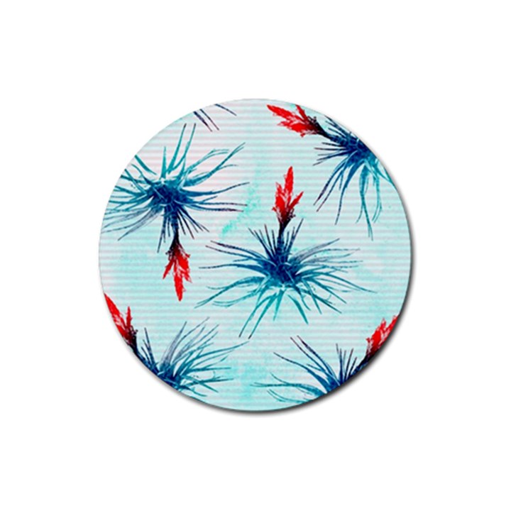 Tillansia Flowers Pattern Rubber Round Coaster (4 pack) 