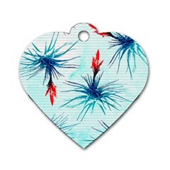 Tillansia Flowers Pattern Dog Tag Heart (two Sides) by DanaeStudio