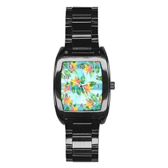 Tropical Starfruit Pattern Stainless Steel Barrel Watch by DanaeStudio