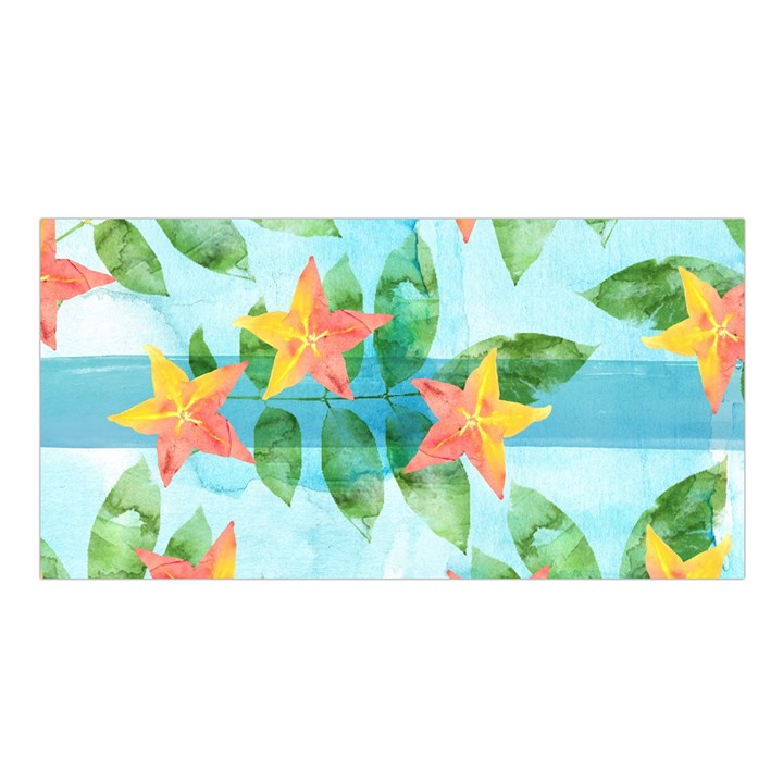 Tropical Starfruit Pattern Satin Shawl