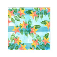 Tropical Starfruit Pattern Small Satin Scarf (square) by DanaeStudio