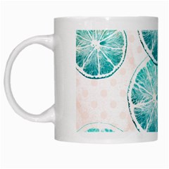 Turquoise Citrus And Dots White Mugs by DanaeStudio