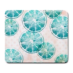 Turquoise Citrus And Dots Large Mousepads