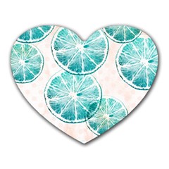 Turquoise Citrus And Dots Heart Mousepads by DanaeStudio