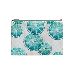 Turquoise Citrus And Dots Cosmetic Bag (medium)  by DanaeStudio