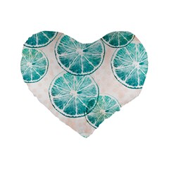 Turquoise Citrus And Dots Standard 16  Premium Heart Shape Cushions by DanaeStudio