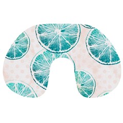 Turquoise Citrus And Dots Travel Neck Pillows by DanaeStudio