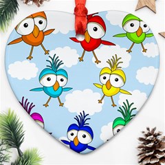 Cute colorful birds  Ornament (Heart) 