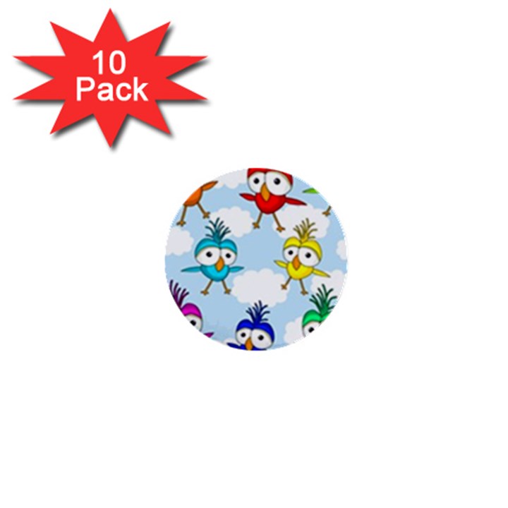 Cute colorful birds  1  Mini Buttons (10 pack) 