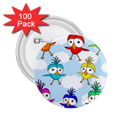 Cute colorful birds  2.25  Buttons (100 pack) 