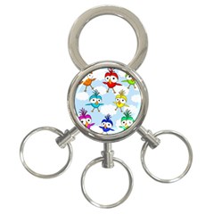 Cute colorful birds  3-Ring Key Chains