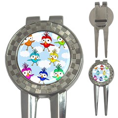 Cute colorful birds  3-in-1 Golf Divots