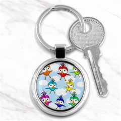 Cute colorful birds  Key Chains (Round) 