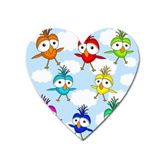 Cute colorful birds  Heart Magnet