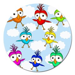 Cute colorful birds  Magnet 5  (Round)