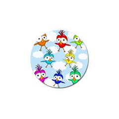 Cute colorful birds  Golf Ball Marker