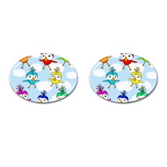 Cute colorful birds  Cufflinks (Oval)