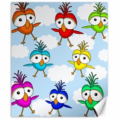 Cute colorful birds  Canvas 8  x 10 