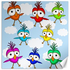 Cute colorful birds  Canvas 12  x 12  