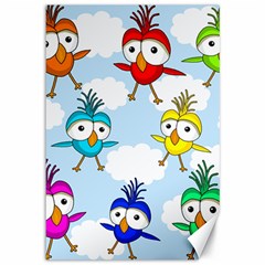 Cute colorful birds  Canvas 12  x 18  