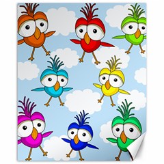 Cute colorful birds  Canvas 16  x 20  