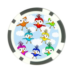 Cute colorful birds  Poker Chip Card Guards