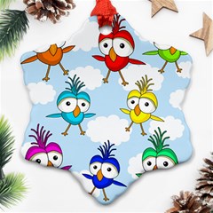 Cute colorful birds  Ornament (Snowflake) 